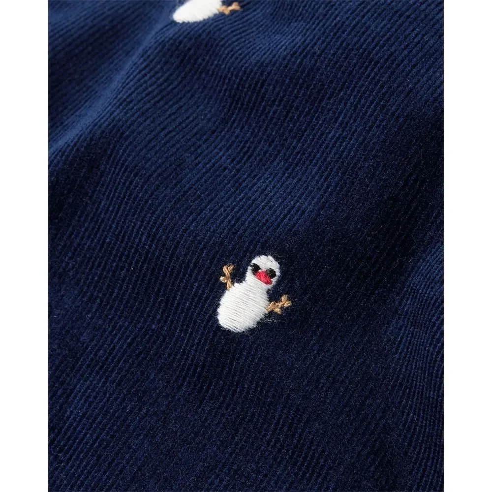 Gymboree Girls Navy Blue Embroidered Snowman Overall Dress Dressall Size 12 NEW